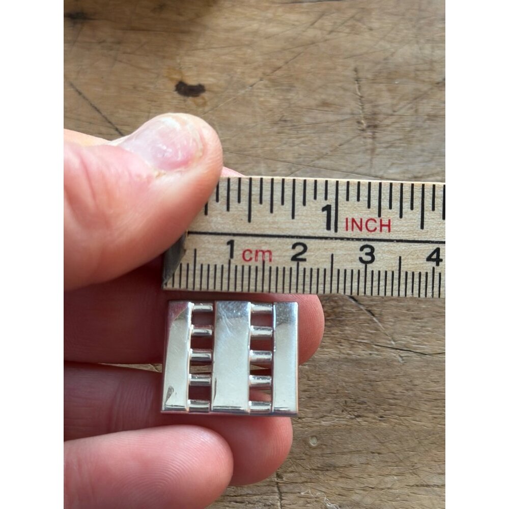 Silver-Toned Rectangular Cufflinks With Textured … - image 4